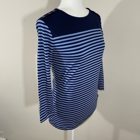Chaps knit top blue stripe small - Picture 1 of 11